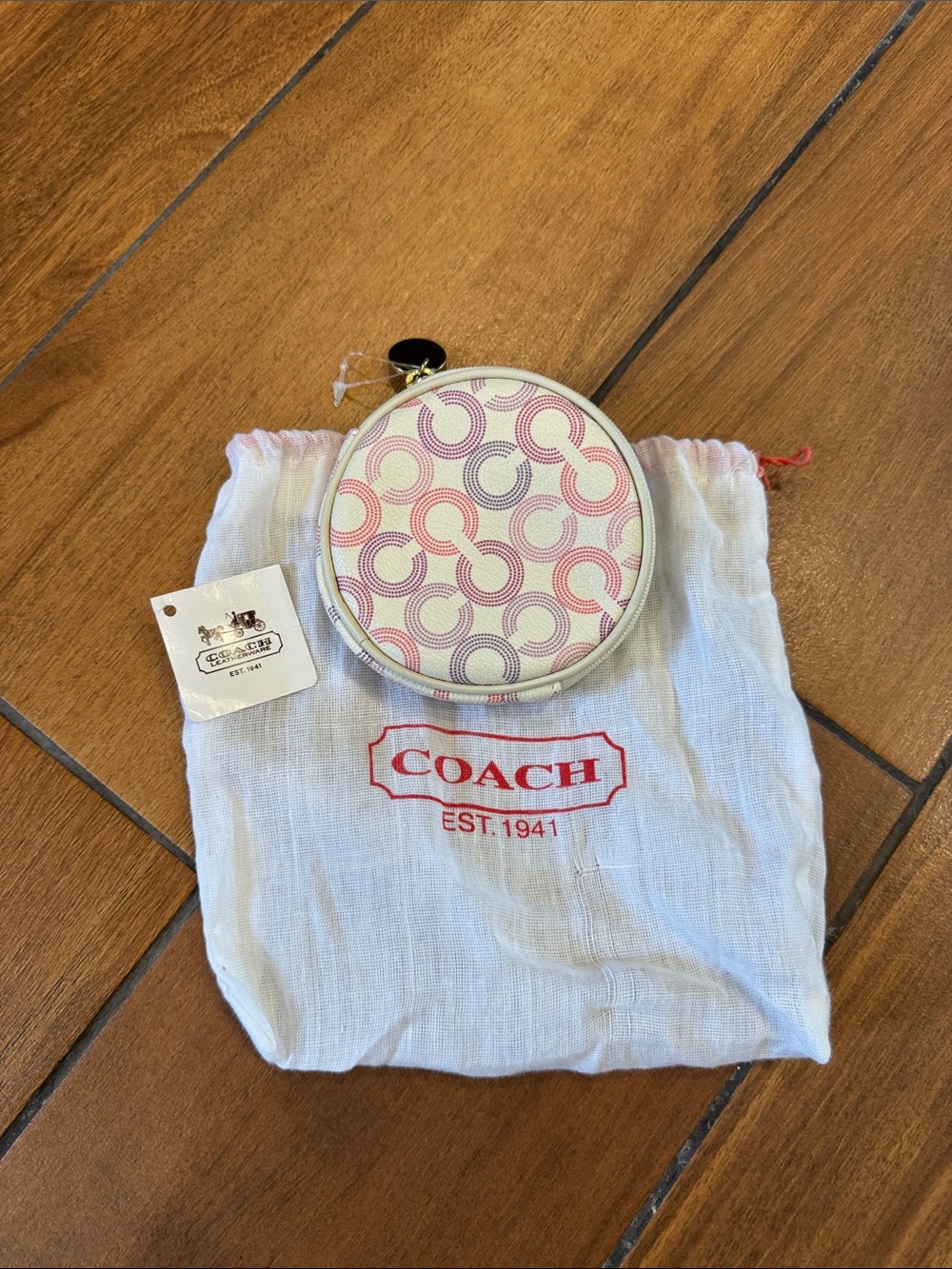 Coach Pink and Lavender Signature Round Coin Pouch